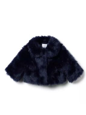 Janie & Jack Faux Fur Jacket in Deep Navy size 3-4 T